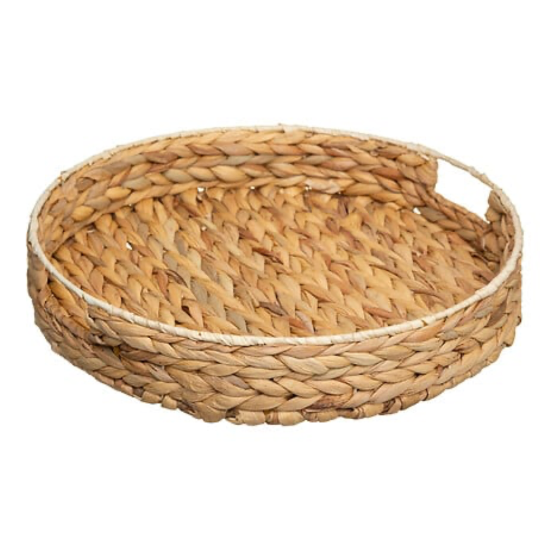 Platou servire rotund din jacint cu toarte