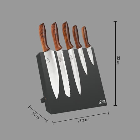Set 5 cutite cu suport magnetic