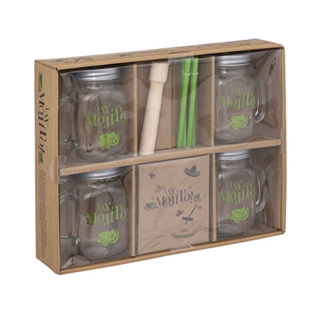 Set Mojito 4 Cani + paie + zdrobitor de lemn + 5 retete