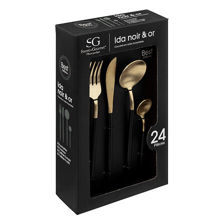 Set 24 tacamuri Negru/Auriu
