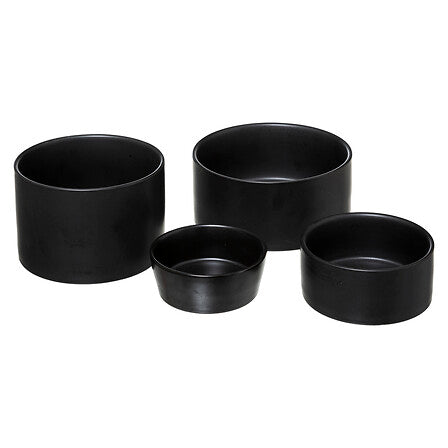 Set aperitiv x4 boluri ceramica + suport din bambus
