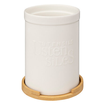 Recipient Ustensile Ceramica + suport Bambus