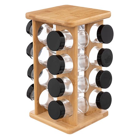 Set suport condimente rotativ + 16 borcanele