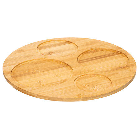 Set aperitiv x4 boluri ceramica + suport din bambus