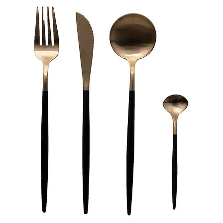 Set 24 tacamuri Negru/Auriu