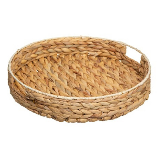 Platou servire rotund din jacint cu toarte