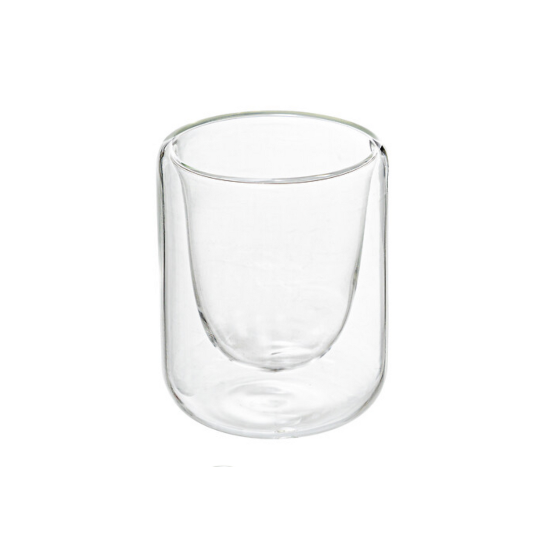 Set 4 paharele sticla perete dublu + 4 suporți bambus