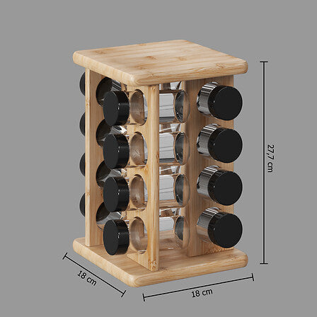 Set suport condimente rotativ + 16 borcanele
