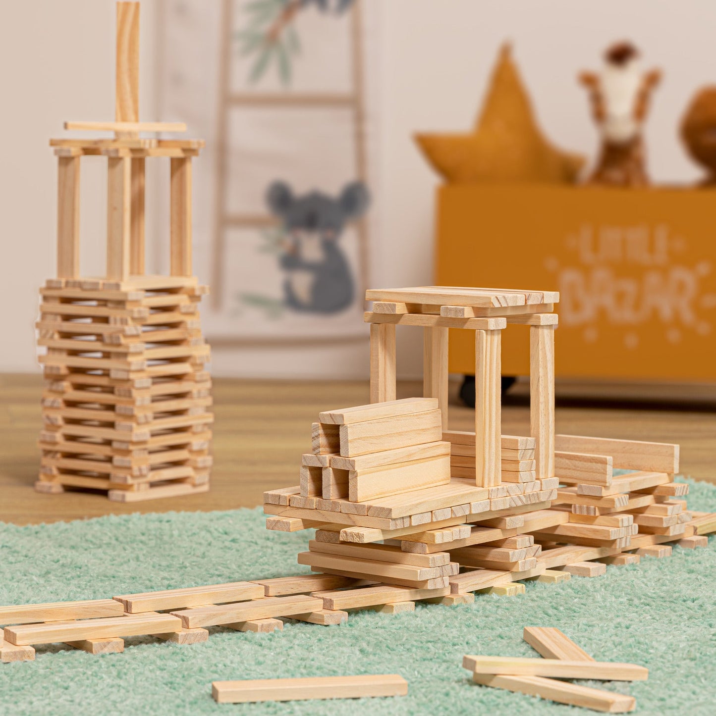 Joc de constructie 200 piese lemn